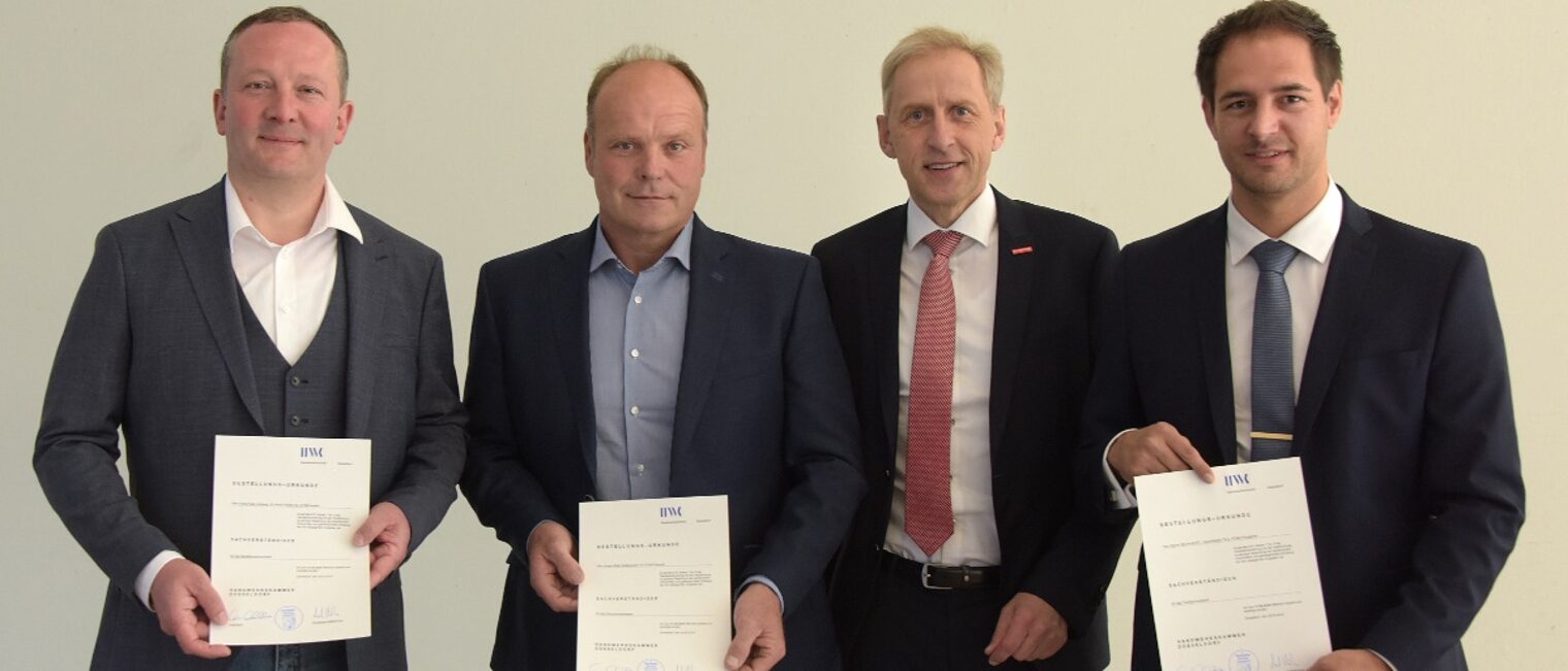 (v. l.): Franz-Peter Lohberg, Jürgen Klatt, HGF Dr. Axel Fuhrmann und Rainer Mucha M.S.C.